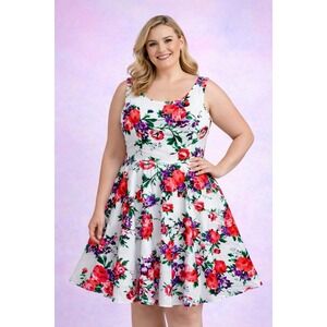 Grace Karin XXL Floral Fit & Flare Dress Retro Pinup Brunch Derby Church Stretch